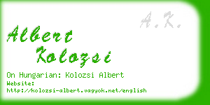 albert kolozsi business card